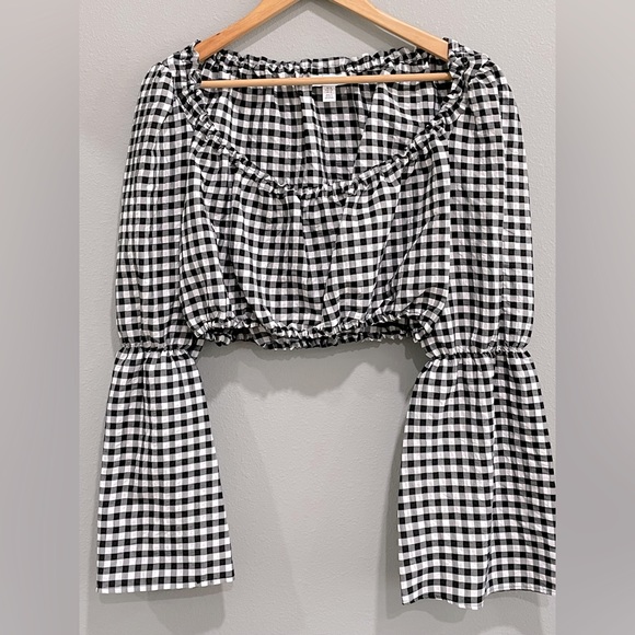 TOPSHOP Off Shoulder Gingham Crop Top (12) - Picture 9 of 12